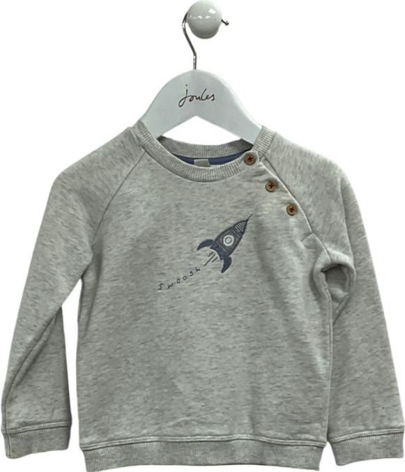The Little White Company Rocket Ship Grey Jumper 12-18 Months