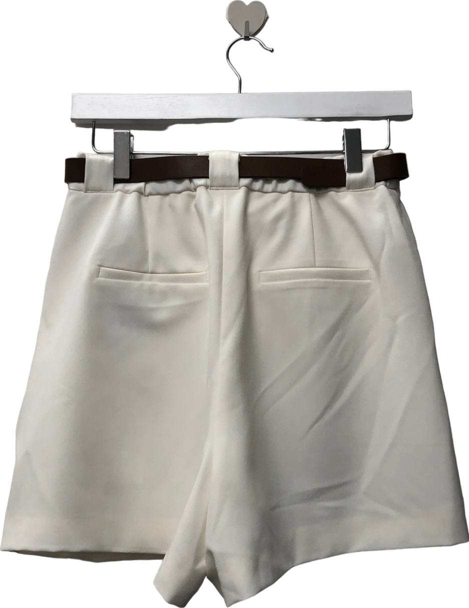 Goelia White Loose A-line Shorts With Belt UK 8