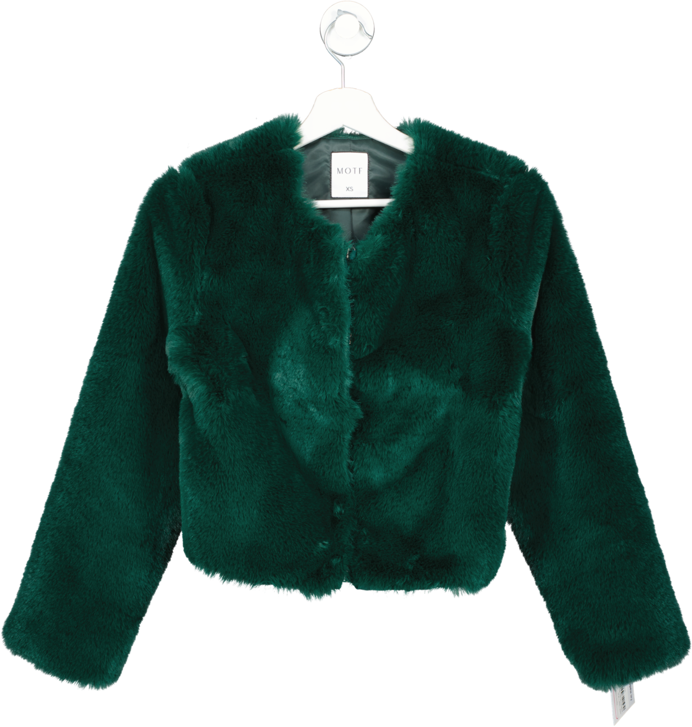 SHEIN Green Faux Fur Cropped Jacket UK XS