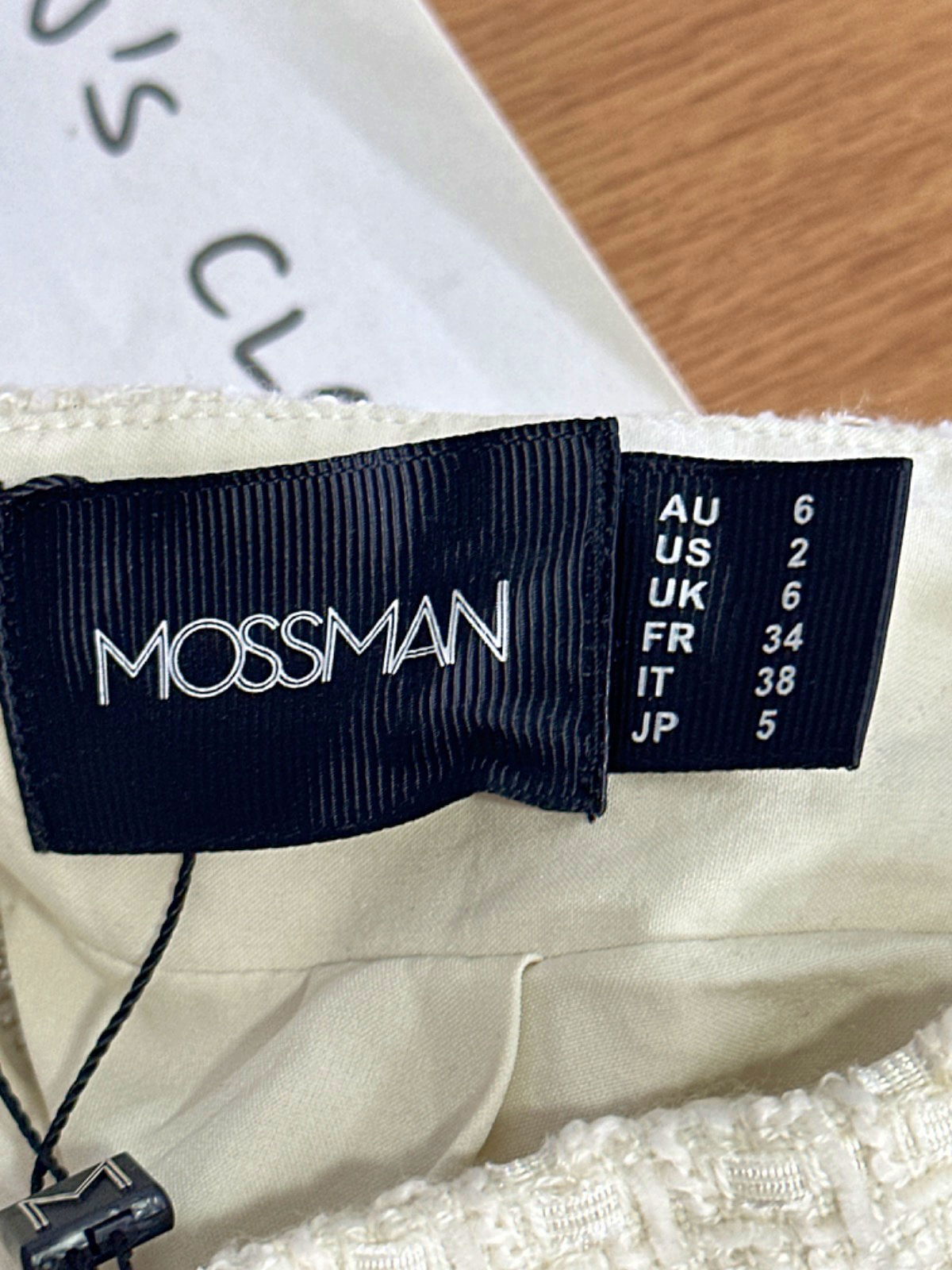 Mossman White Take The Lead Skirt UK 6