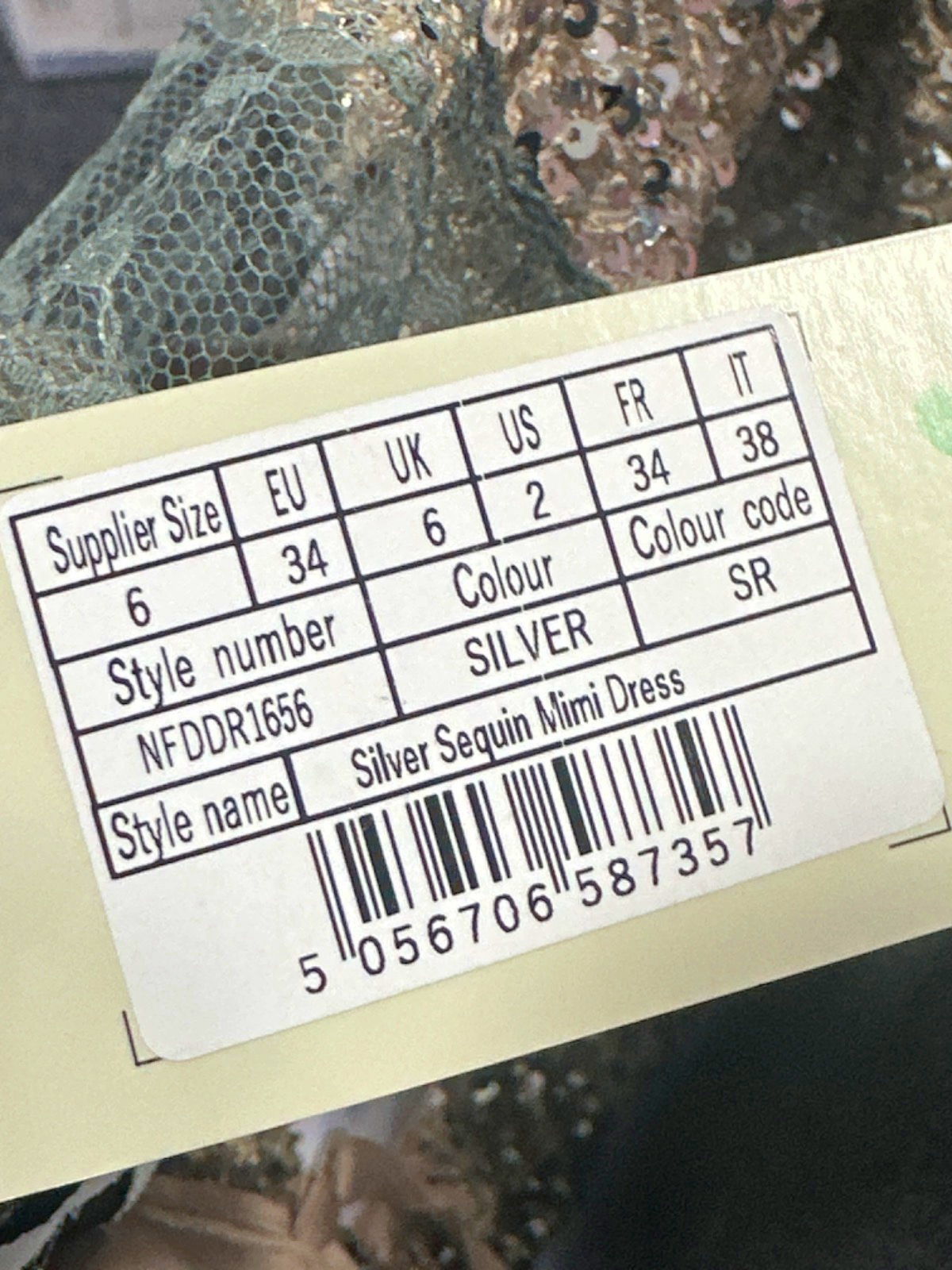 Never Fully Dressed Silver Sequin Mimi Dress UK 6