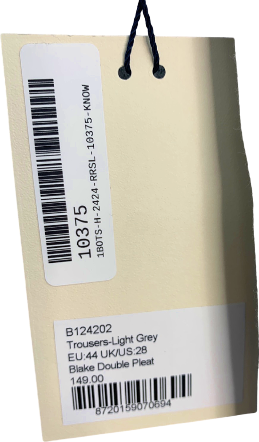 Suitsupply Light Grey Blake Double Pleat Trousers EU 44 UK 28