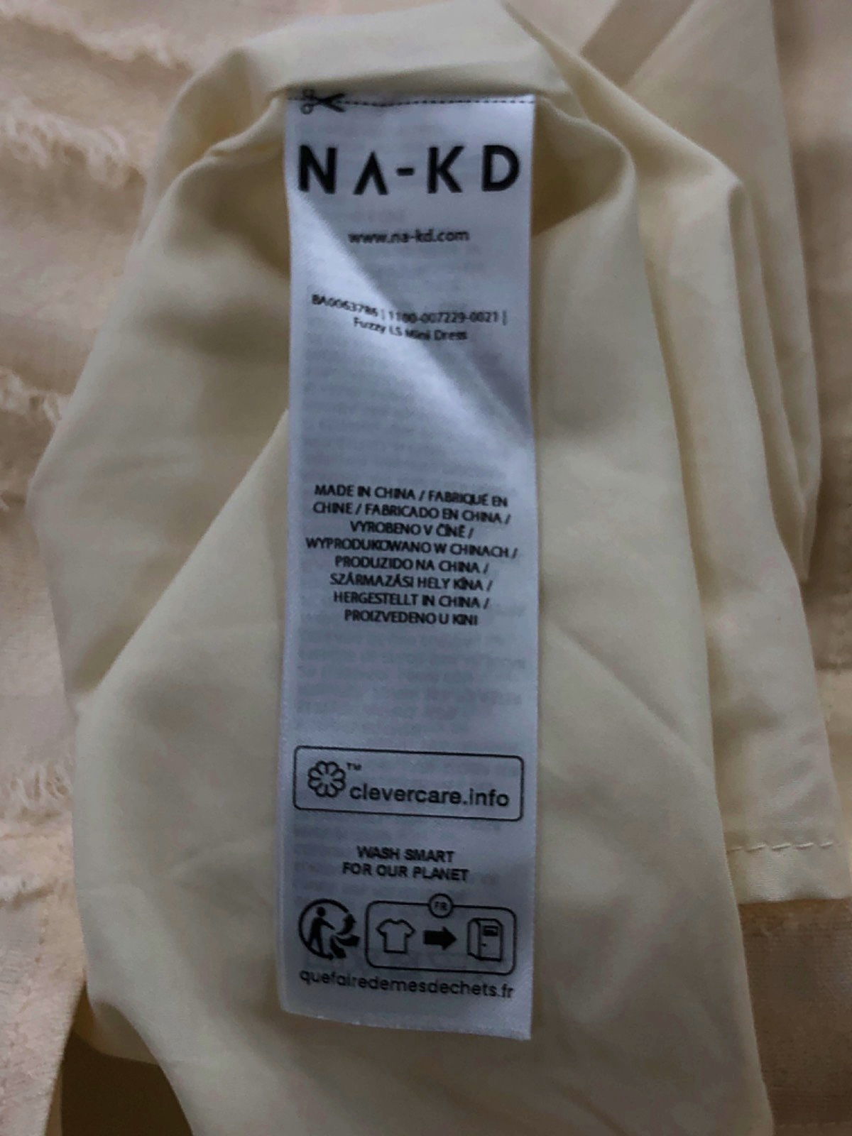 NA-KD Cream Textured Mini Dress UK 8