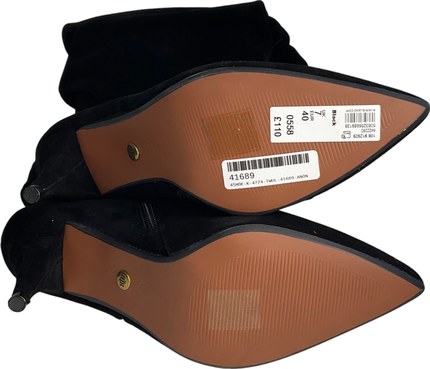 River Island Black Ruched Heel Boots UK 7 EU 41 👞