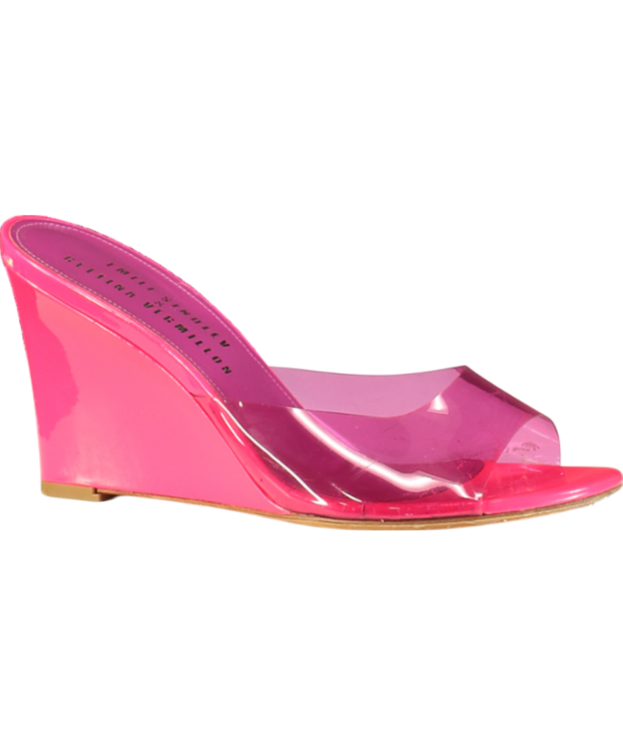 Emili Sindlev X Bettina Vermillon Pink Britney Pvc-patent Leather Wedge Mules UK 5 EU 38 👠