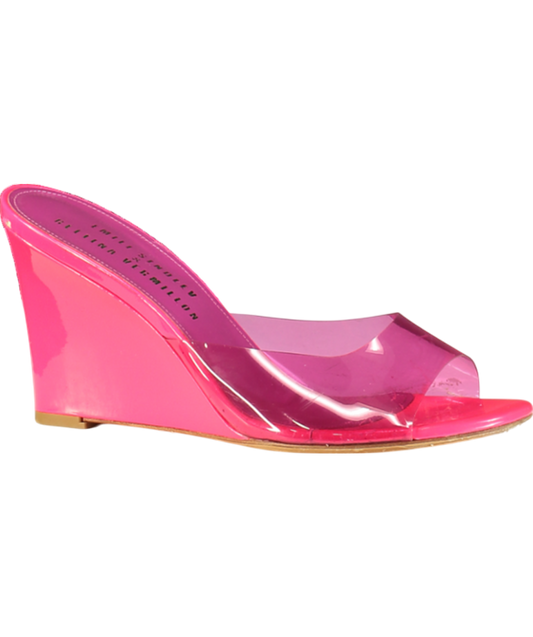 Emili Sindlev X Bettina Vermillon Pink Britney Pvc-patent Leather Wedge Mules UK 5 EU 38 👠