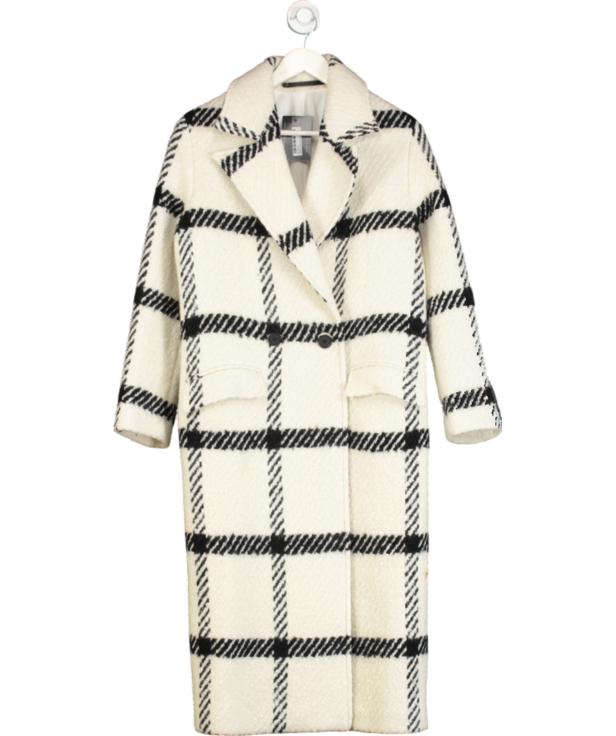 All Saints Cream Ryder Check Coat UK S