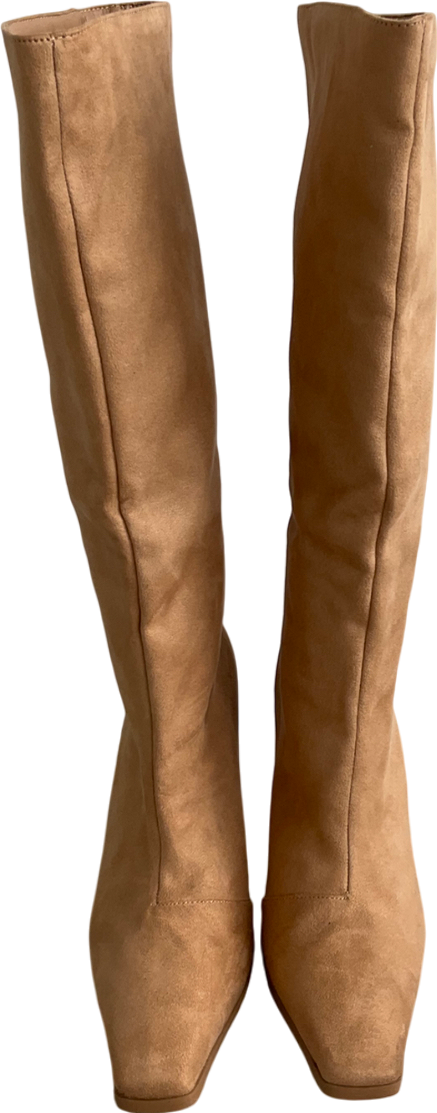 Ego Beige Cecil Square Toe Faux Suede Boots UK 6 EU 39 👠