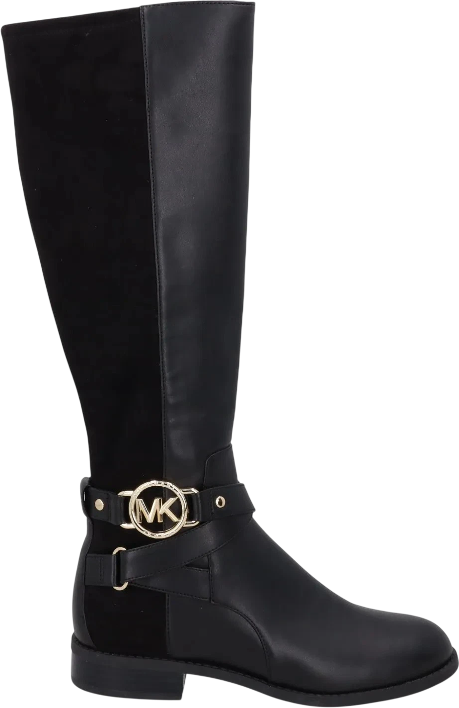 MICHAEL KORS Black / Gold Logo Hardware Knee High Riding Boots UK 4 EU 37