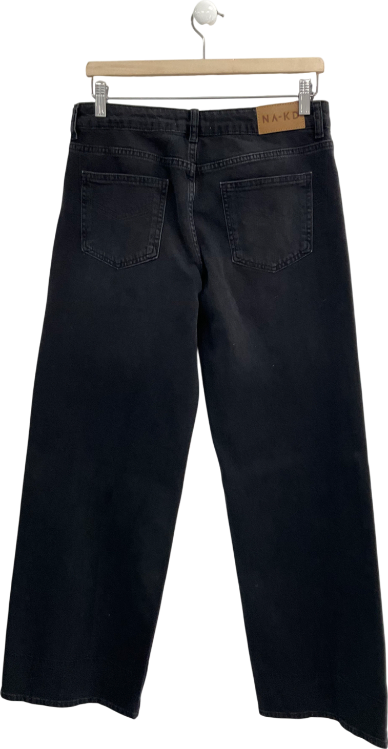 NA-KD Black Wide Leg Jeans UK 8