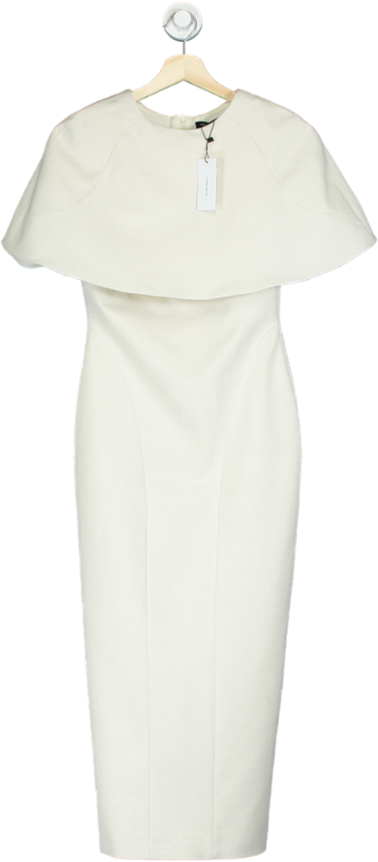 Karen Millen Cream Midi Bodycon Cape Dress UK 6