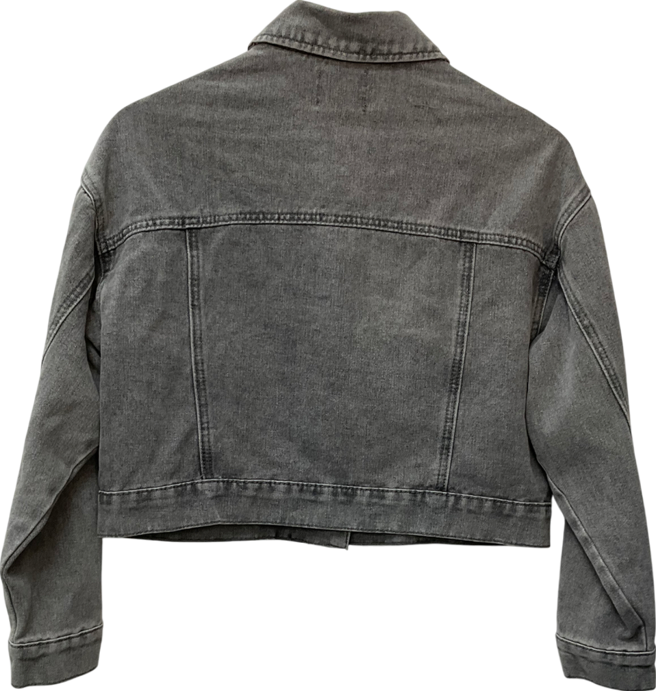 boohoo Washed Grey Crop Denim Jacket UK 8