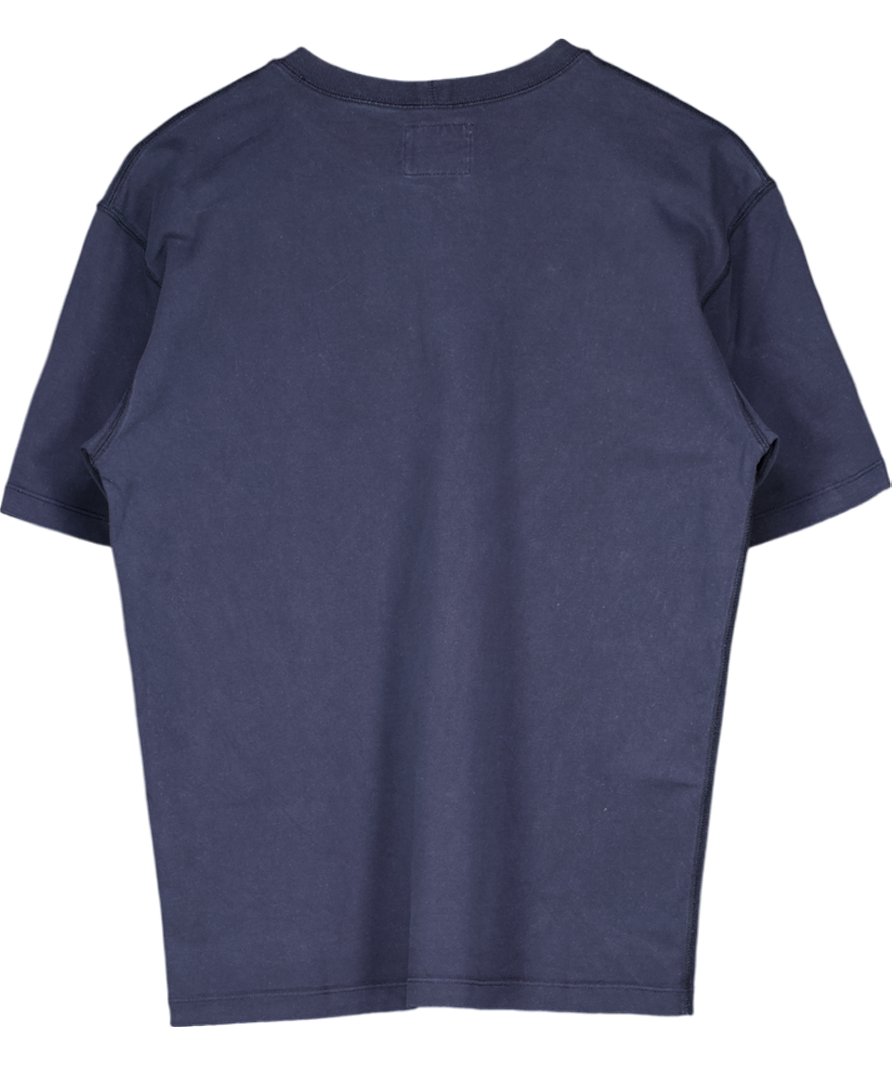 Drake's Navy Blue Cotton Crew Neck Hiking T-shirt UK M