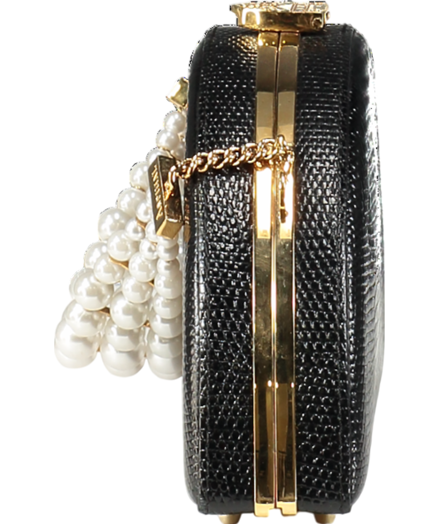 Aspinal Of London Luna Clutch Bag - Black Lizard