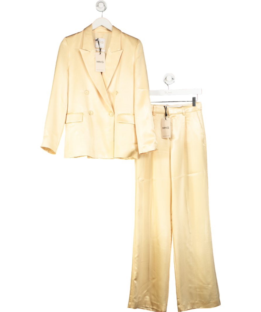 MANGO Butter Yellow Satin 2-piece Suit Uk Xs/ UK 6