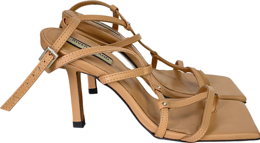 River Island Beige Strap Heeled Sandals UK 4 EU 37 👠