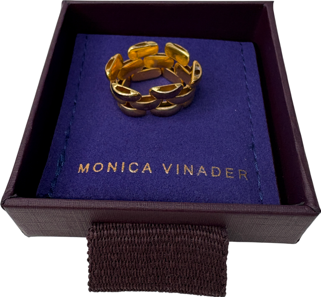 Monica Vinader Heirloom 18k Gold Woven Chain Ring UK S