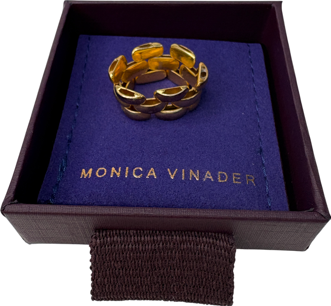 Monica Vinader Heirloom 18k Gold Woven Chain Ring UK S