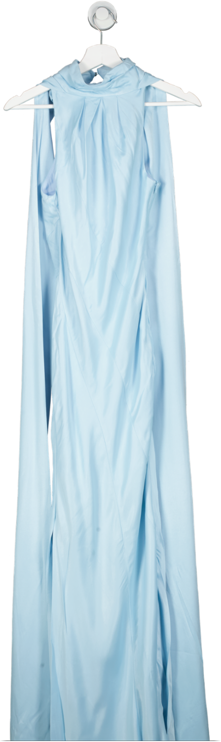 Karen Millen Blue Premium Tie Neck Panelled Bias Maxi Dress UK 6