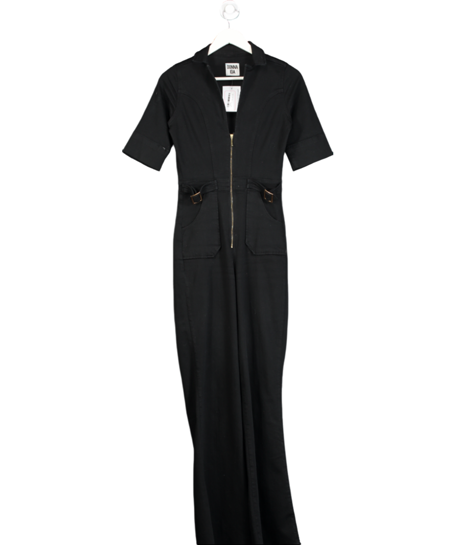DONNA Ida Black Cassandra Flared Jumpsuit UK XS