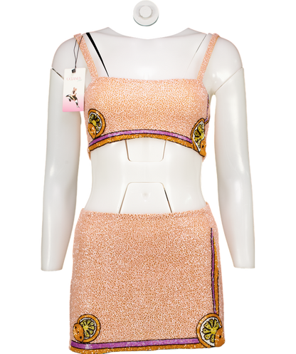 oceanus Orange Melodie Hand Embroidered Co-ord UK XS