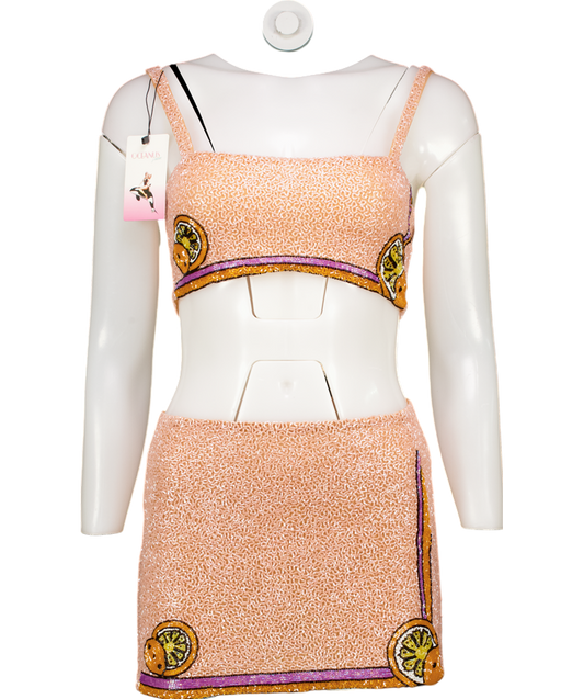 oceanus Orange Melodie Hand Embroidered Co-ord UK XS