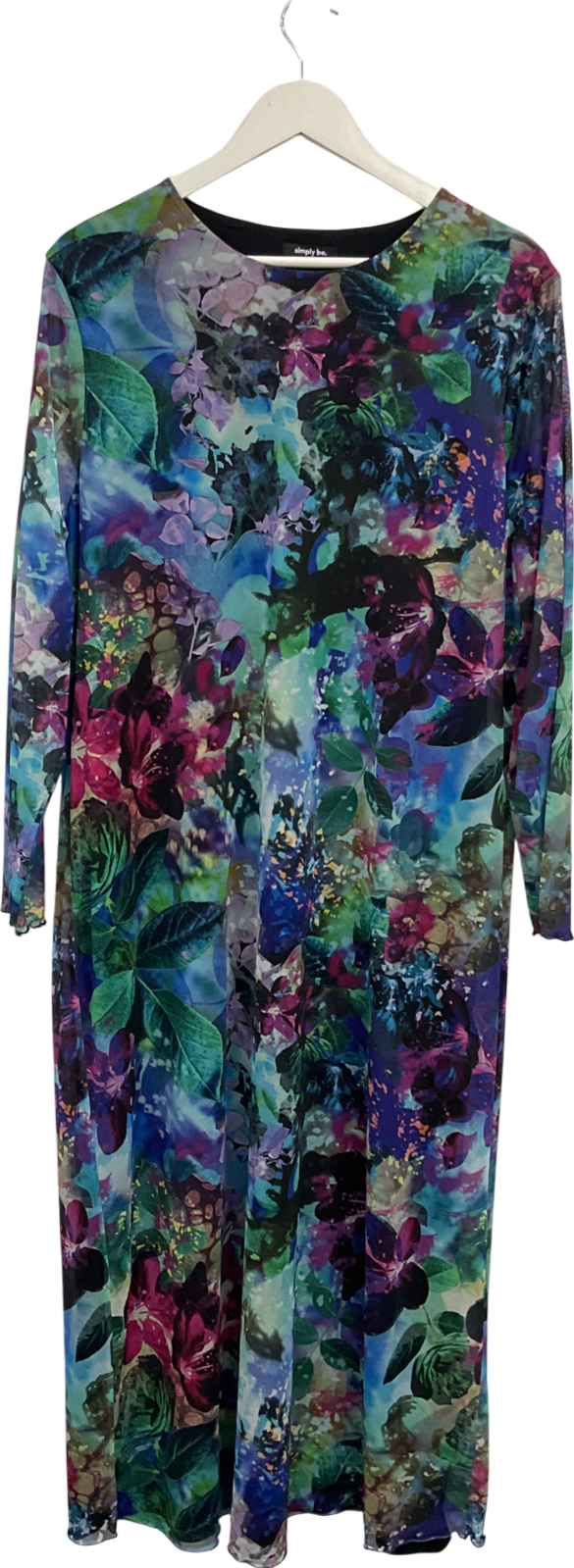 SimplyBe Multicoloured Multi Floral Print Mesh Column Dress UK 26