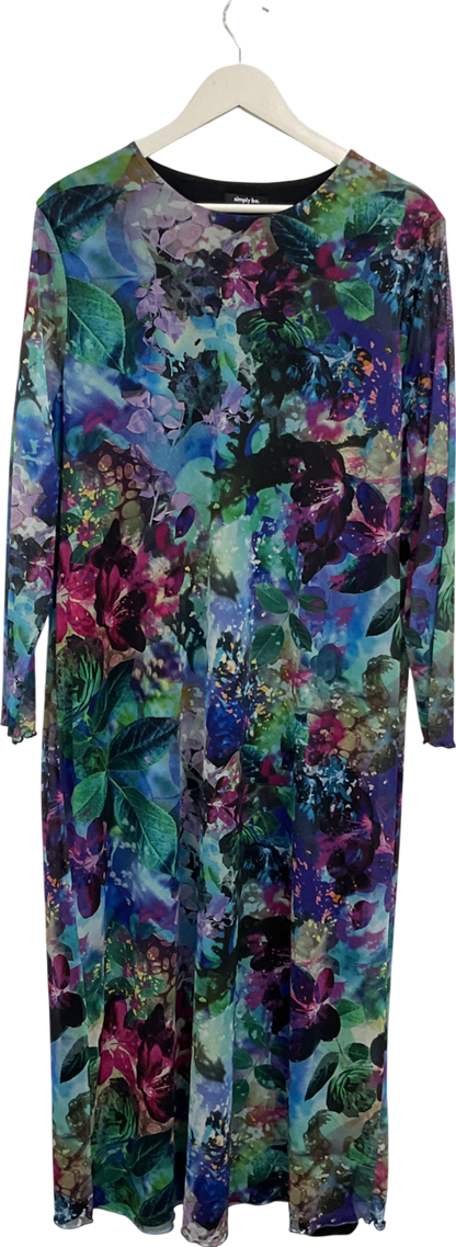 SimplyBe Multicoloured Multi Floral Print Mesh Column Dress UK 26