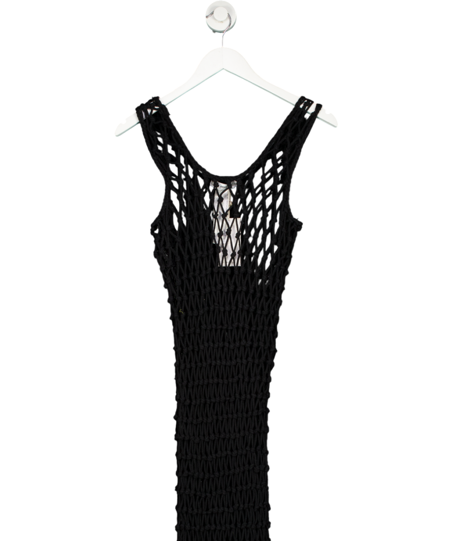 MANGO Black Mesh Dress With Fringe Detail UK 8