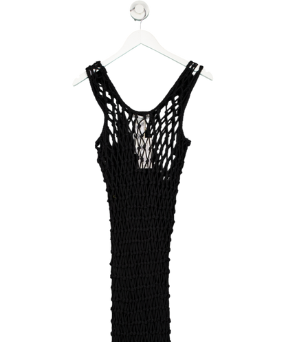 MANGO Black Mesh Dress With Fringe Detail UK 8