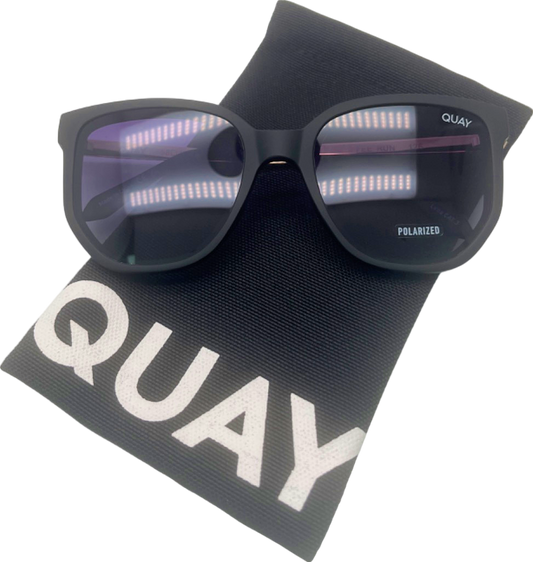 Quay Black Coffee Run Polarized Sunglasses in Case