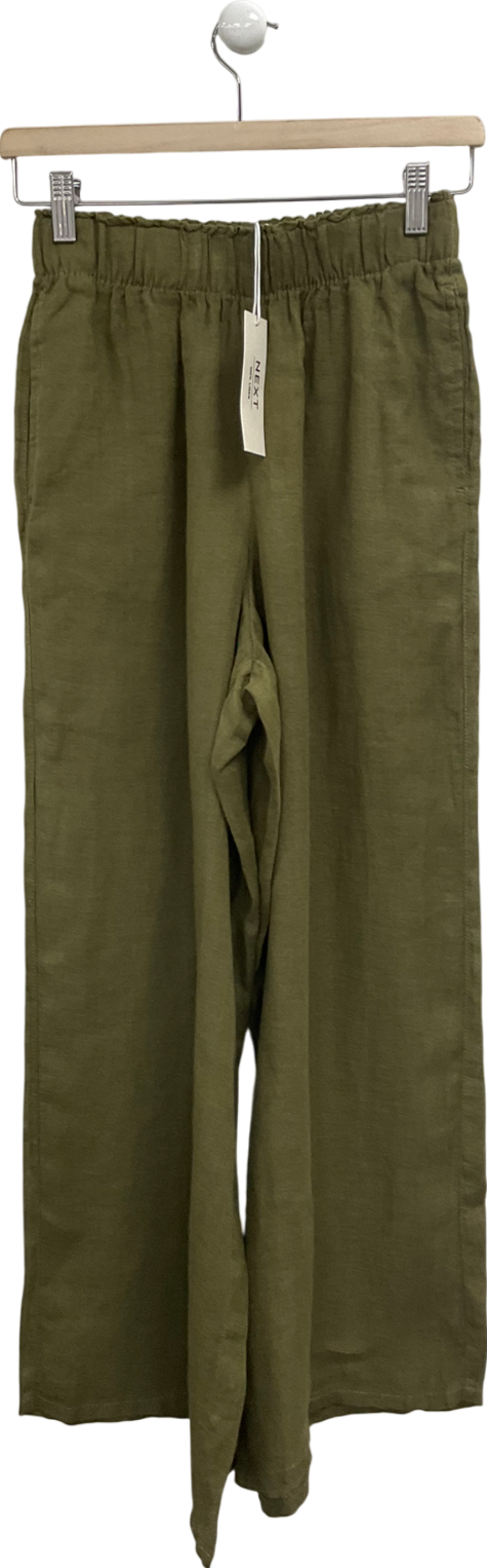 Next Green Linen Pull On Trousers UK 6