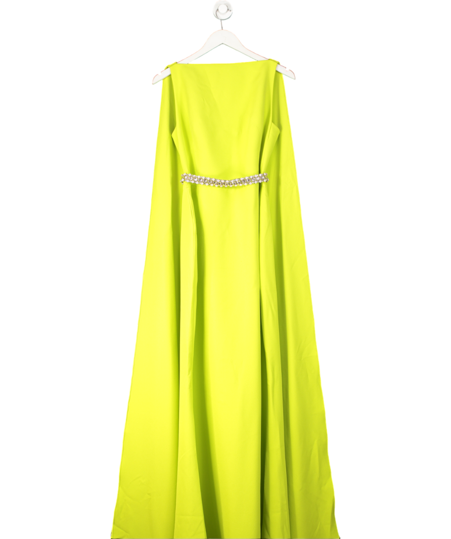 Safiyaa Green Ginevra Long Dress With Embroidered Belt UK 12