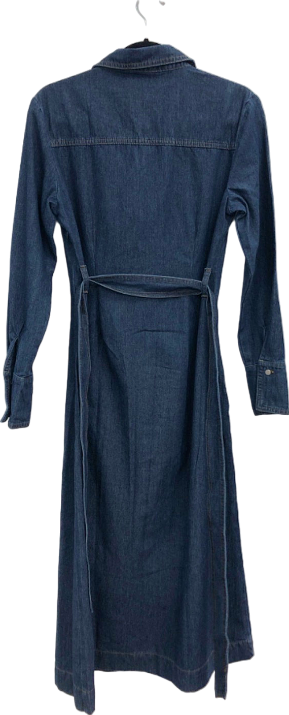 Karen Millen Denim Blue Long Sleeve Midi Dress UK 10