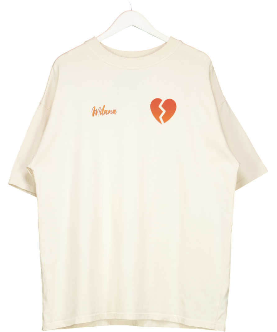 Milana Studios Cream Heart Breakers Club Heavyweight T-shirt UK XL