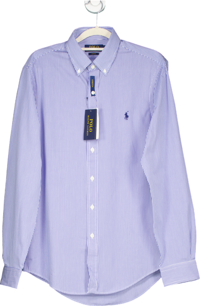 Polo Ralph Lauren Blue Striped Slim Fit Stretch Shirt UK S