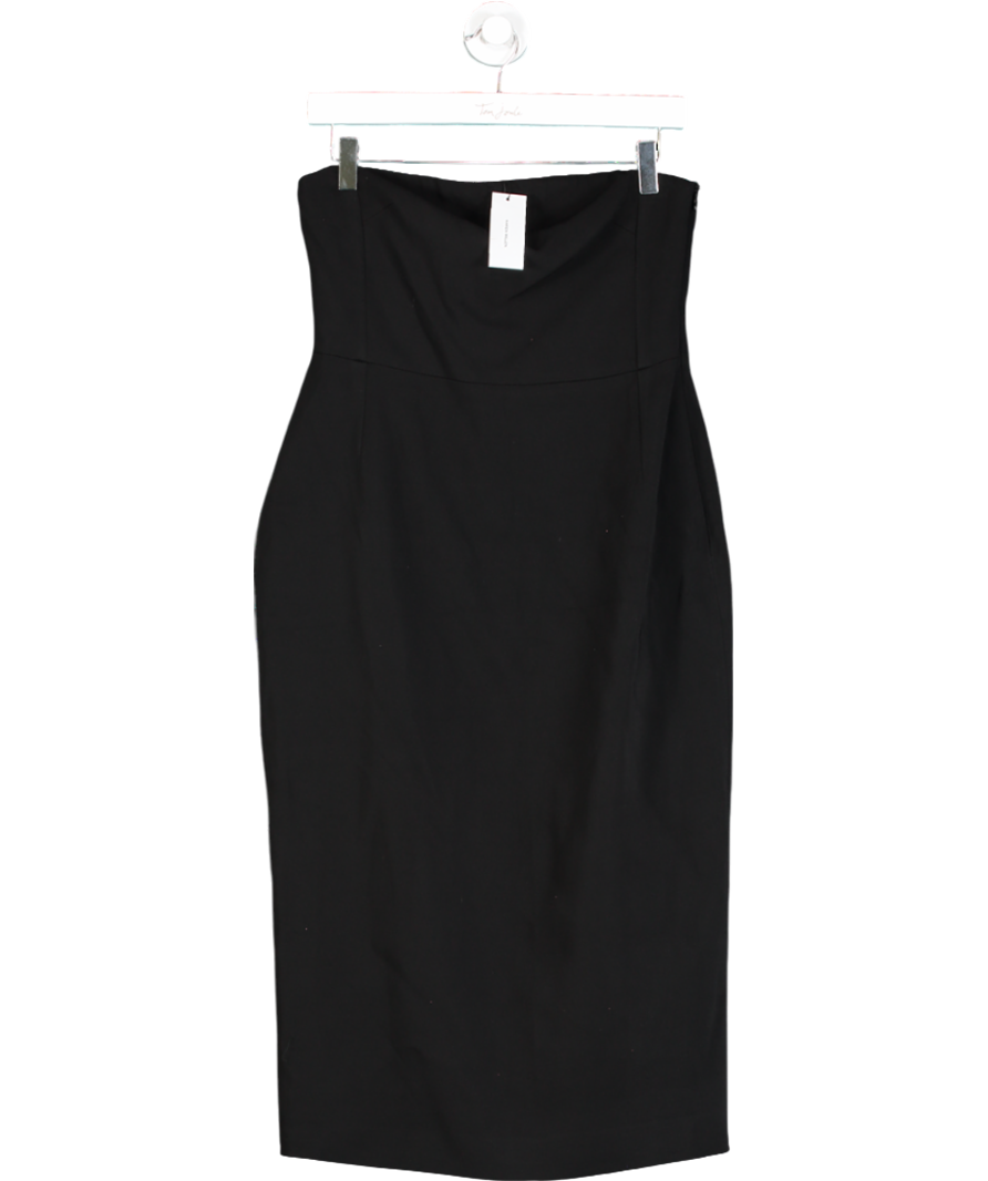 Karen Millen Black The Founder Compact Stretch Bandeau Pencil Tailored Midi Dress UK 12