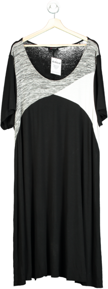 Yours Black and Grey Colour Block Dress UK 26-28