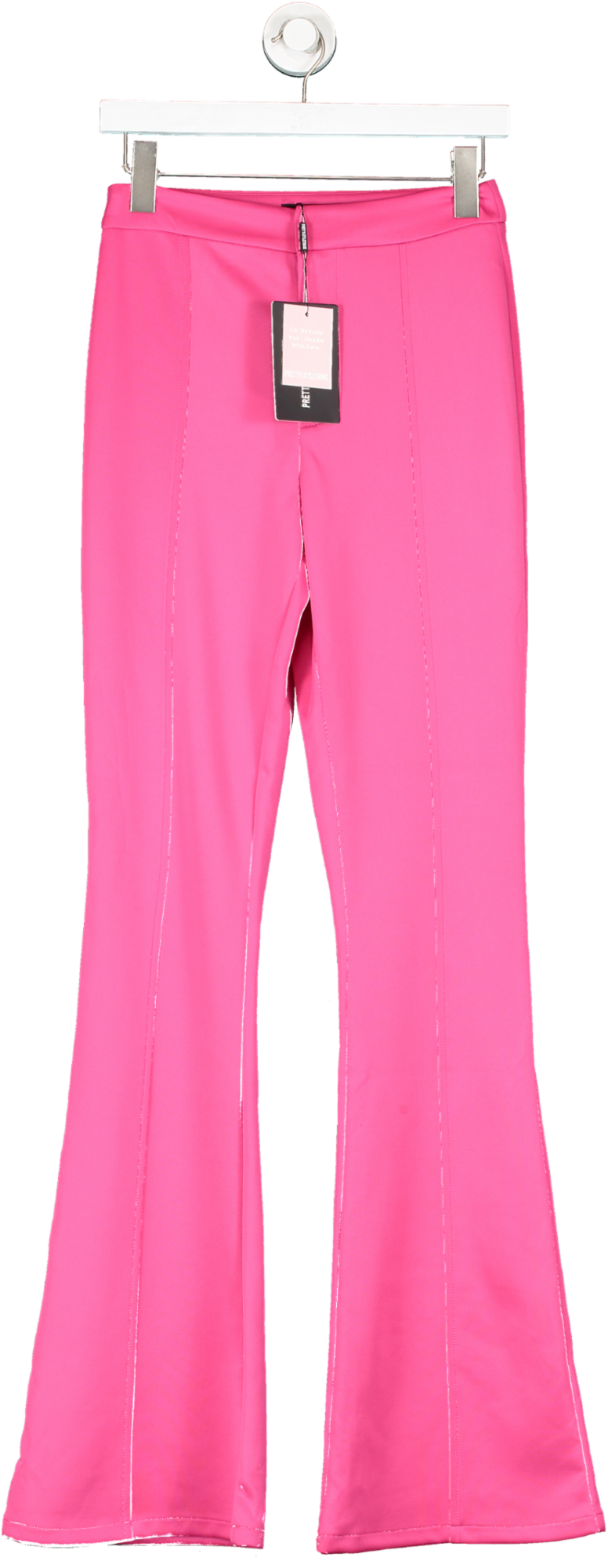 PrettyLittleThing Hot Pink Scuba Flared Trousers UK 6