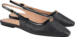 TALBOTS Black Whitley Shimmer Raffia Slingback Flats Us10m UK 7.5 EU 40.5