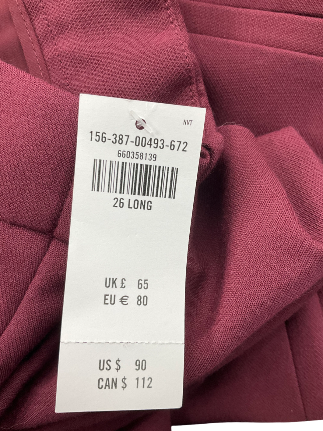 Abercrombie & Fitch Red Long Length Wide Leg Trousers W26