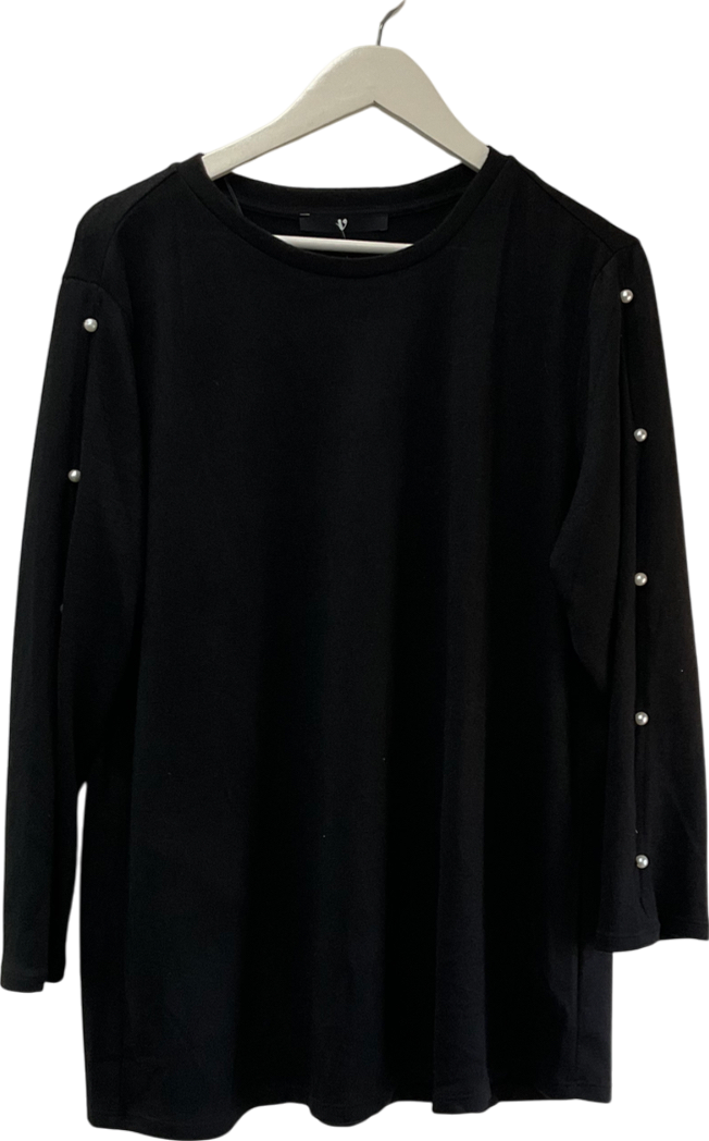 Very Black Knitted pearl Beaded Batwing Jumper UK 16