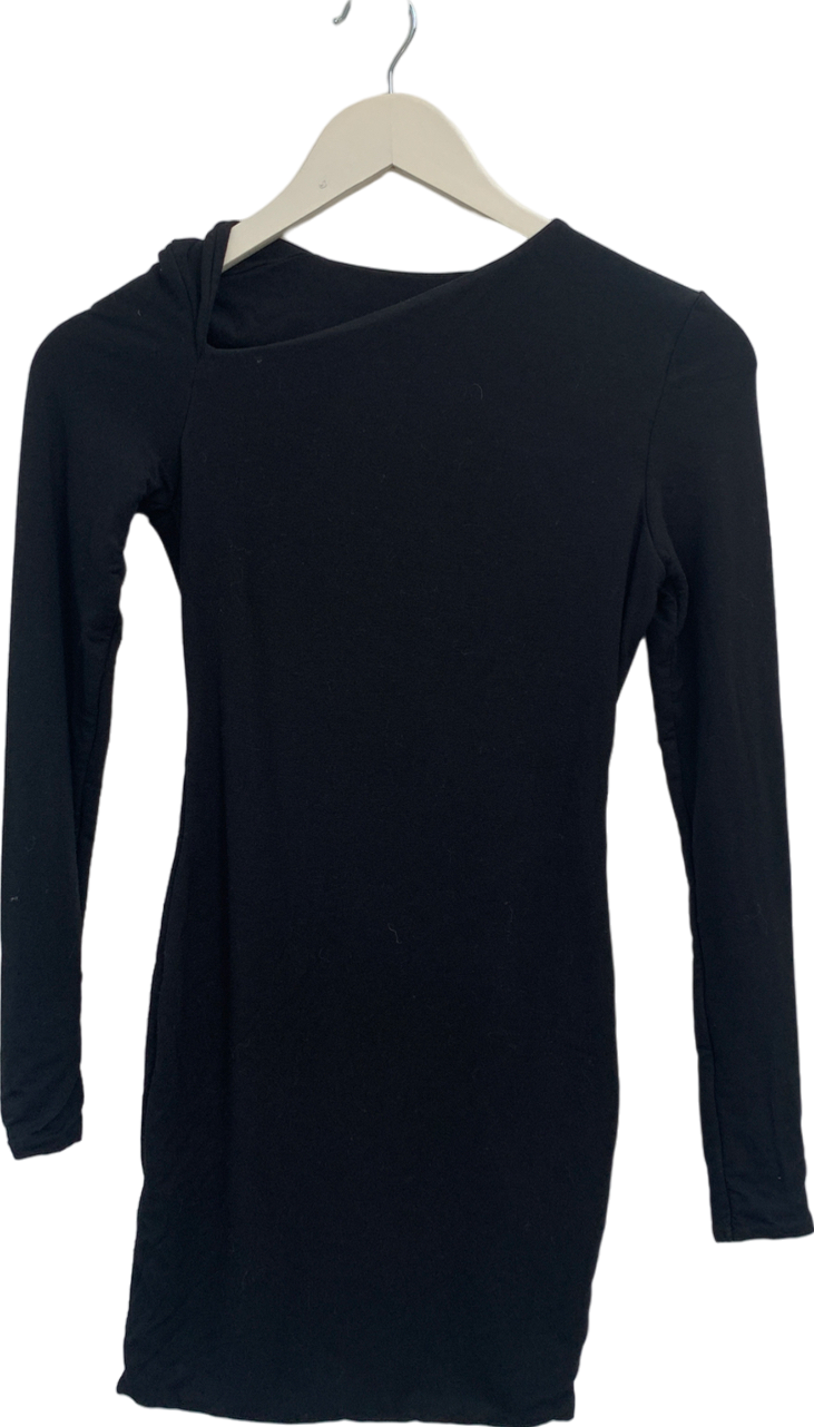 Oh Polly Long Sleeve Open Back Mini Dress In Black UK 8