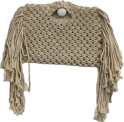 Boohoo Beige Crochet Fringe Bag One Size