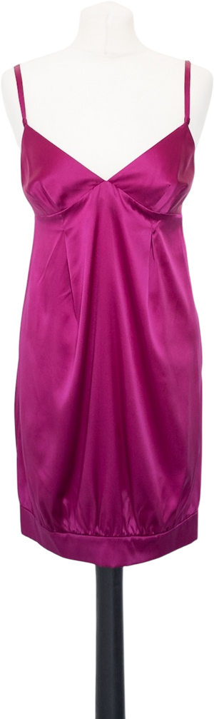 REBECCA TAYLOR Stretch Silk Satin Magenta Pink Mini Dress Us 8 UK 12