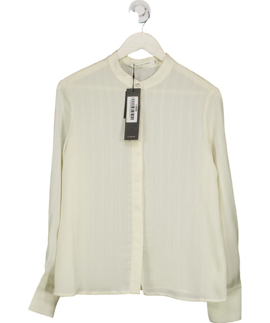 S-Deer Cream Striped Button Up Shirt UK S