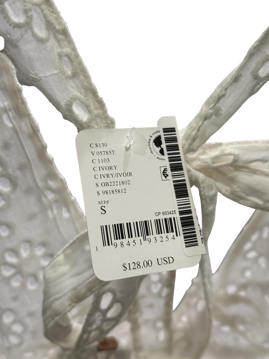 Free People White Floral Broderie Anglaise Halter-neck Mini Dress UK S