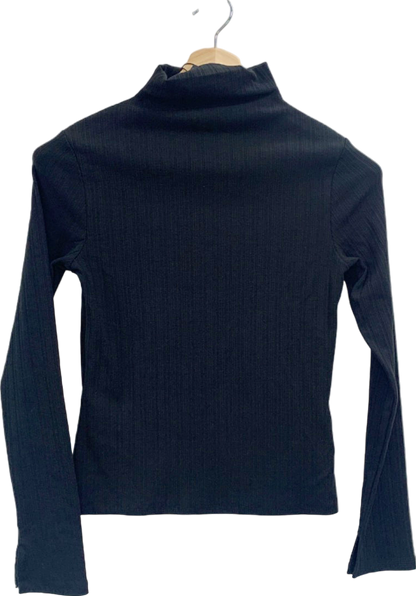 French Connection Black Ribbed Turtleneck Top UK XS