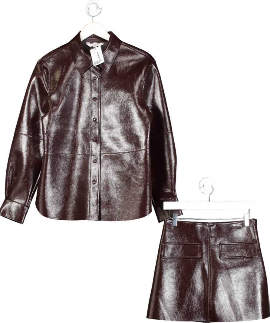 H&M Brown Coated Shirt And Skirt UK S/M