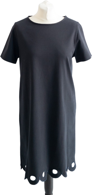 Chinti And Parker Dark Navy Blue Organic Cotton Scalloped Hem Detail T-shirt Dress UK S